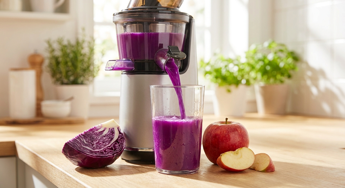 Rotkohl-Apfel-Saft entsaften 2