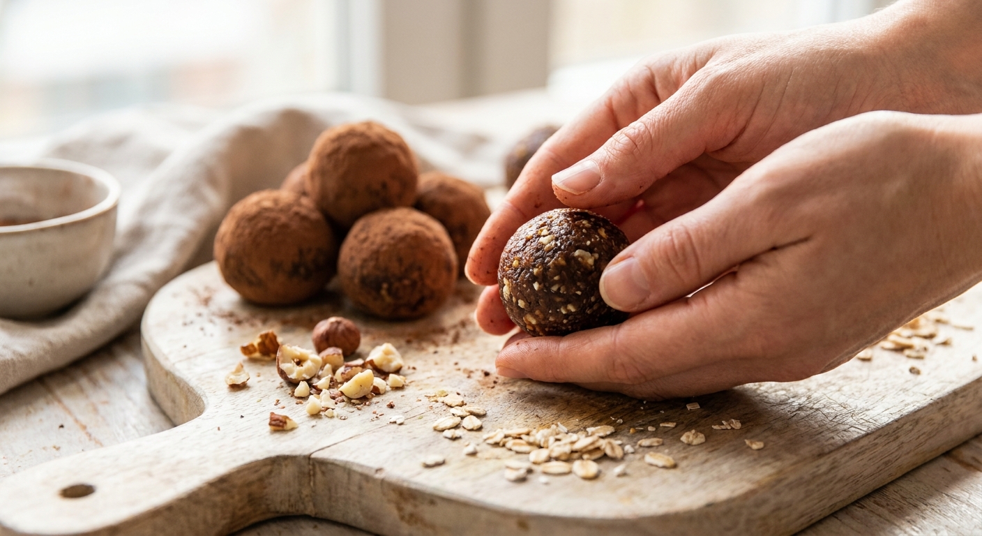 Brownie Energy Balls mit Datteln und Walnüssen Zubereitung