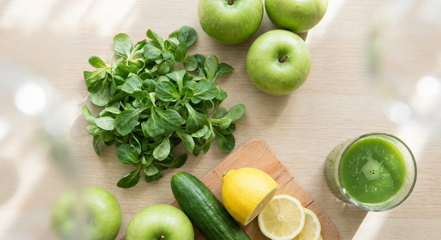 Zutaten für Feldsalat-Apfel-Saft