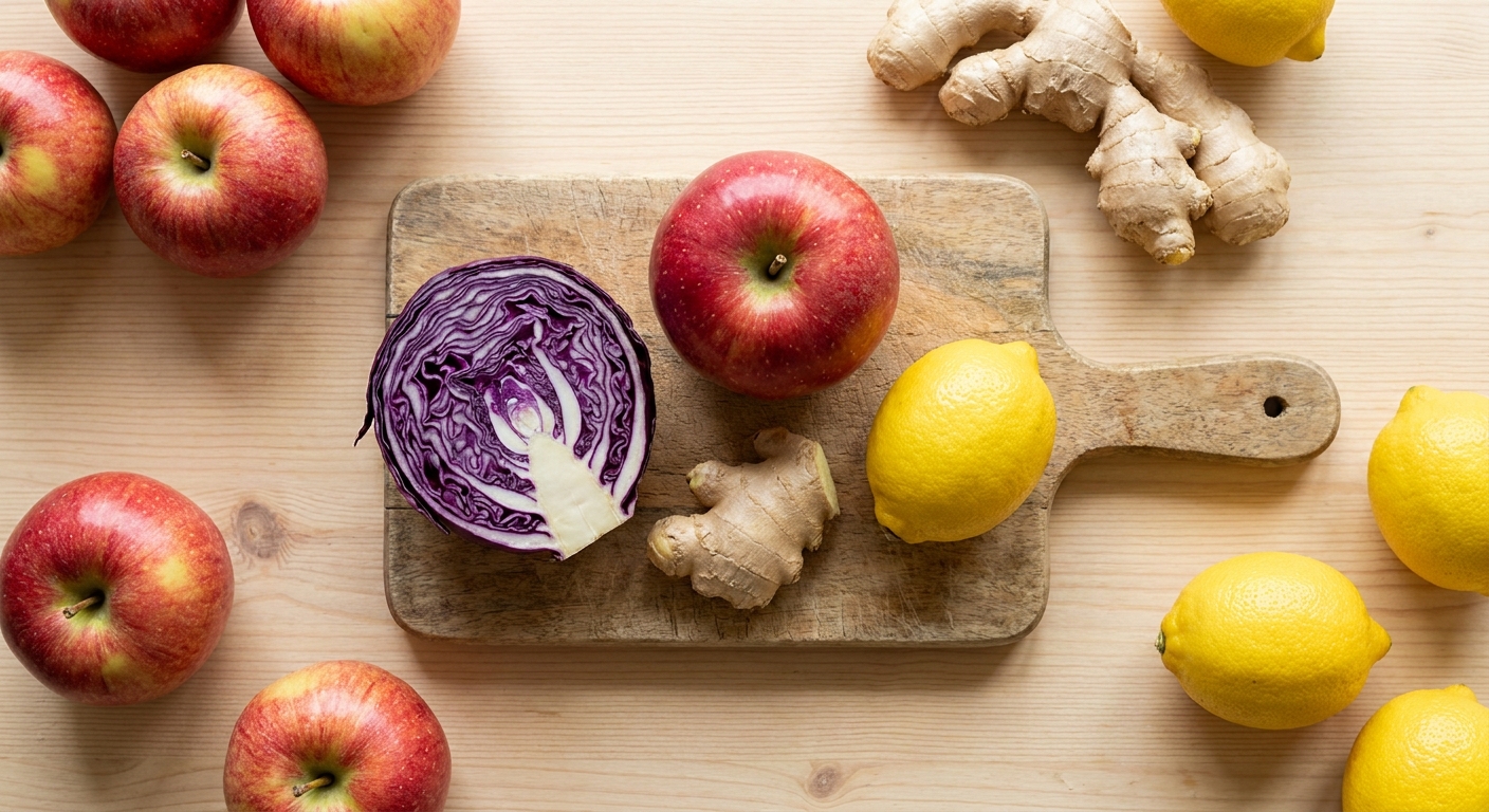 Zutaten für Rotkohl-Apfel-Saft