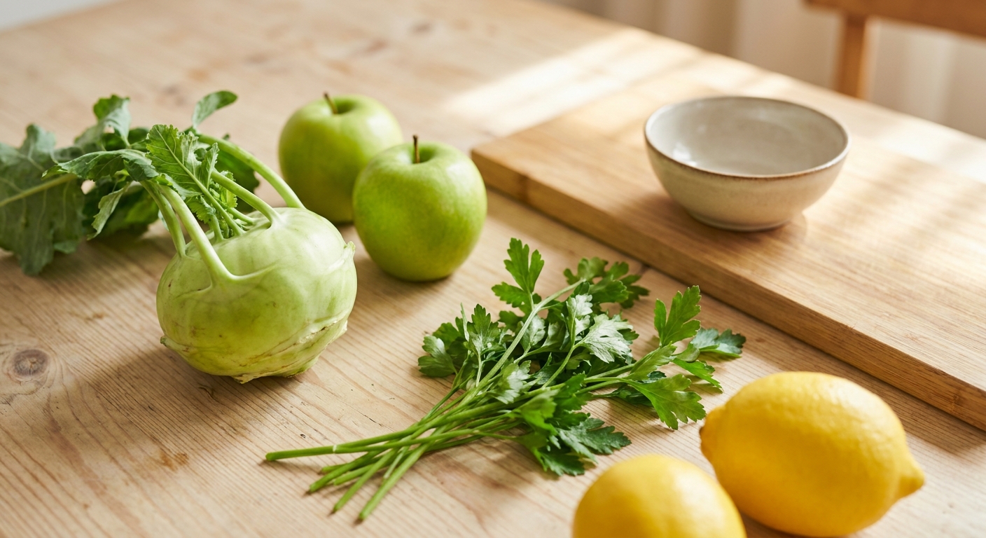 Zutaten für Kohlrabi-Apfel-Saft