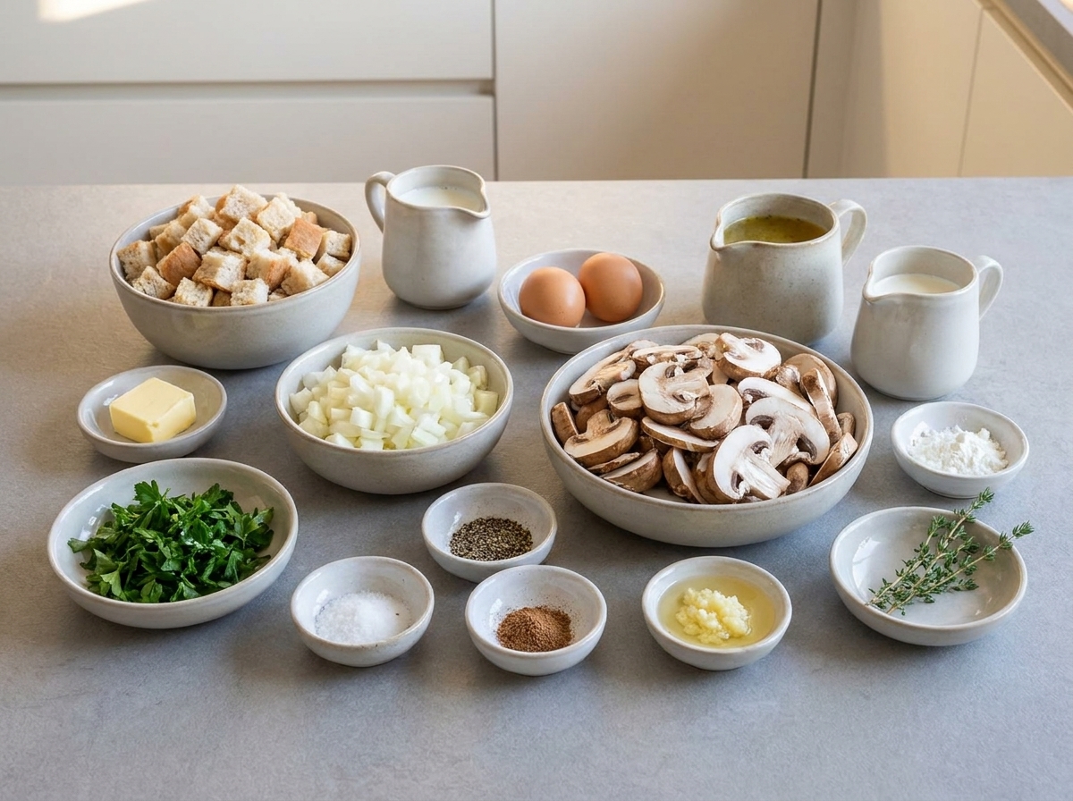 Zutaten für Serviettenknödel mit Pilzrahmsoße